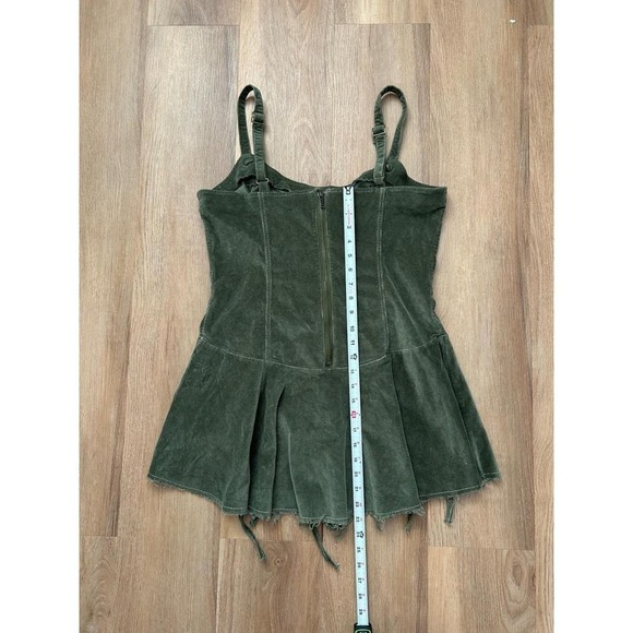 NWT Dolls Kill little miss attitude mini dress green corduroy XL lace up grunge - Picture 6 of 7